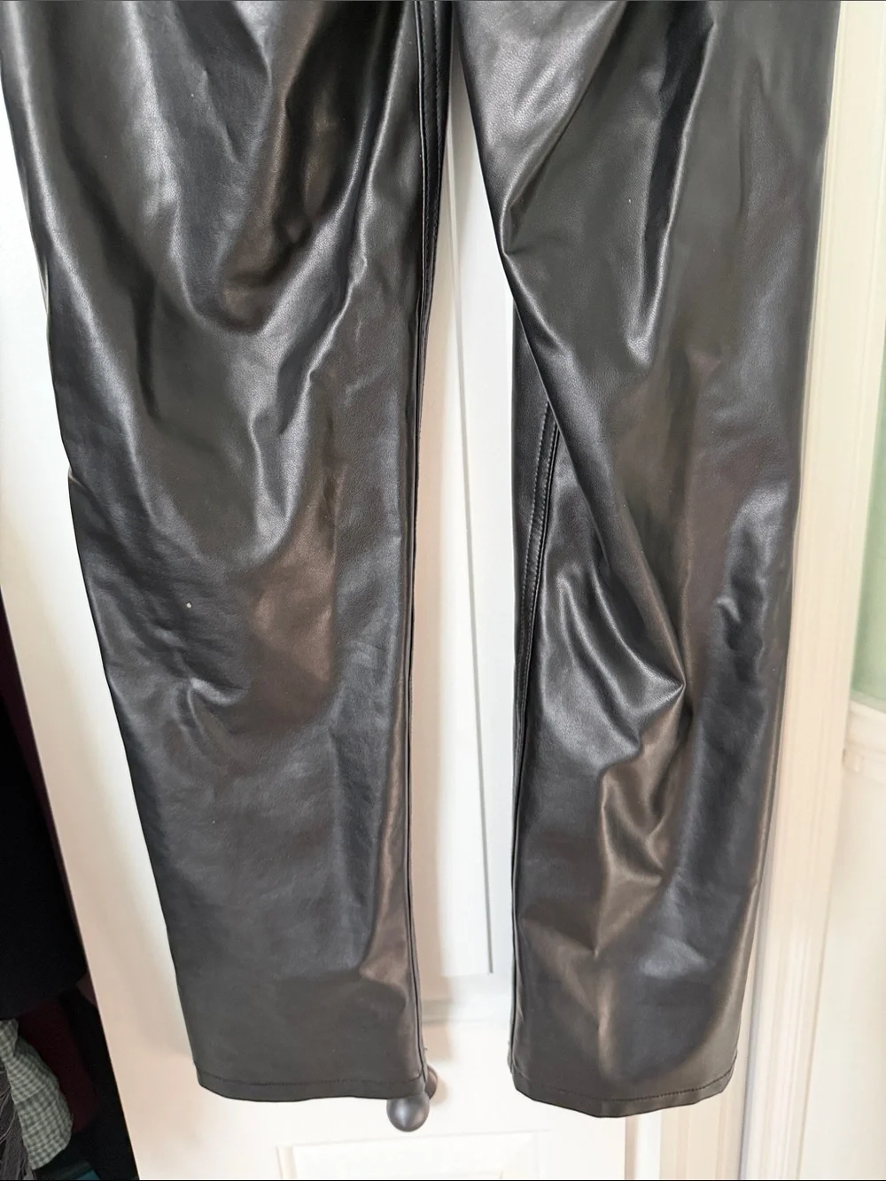 Abercrombie & Fitch Black Faux-Leather Straight Leg Pants